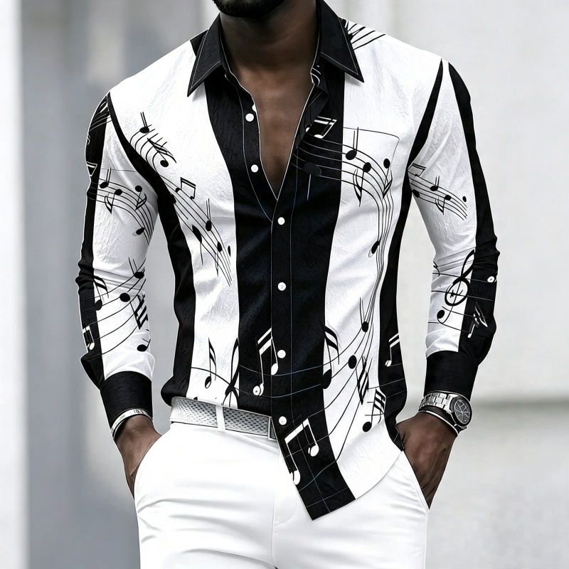 Men's collared shirt with crea - Music review and price