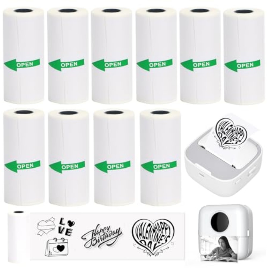 10 Rolls Thermal Sticker Paper - Mini Pocket Thermal Printer Paper Roll review and price