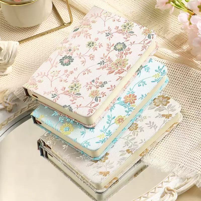 A6 Chinese Floral Brocade Note - Vintage Leather Journal Notebook review and price