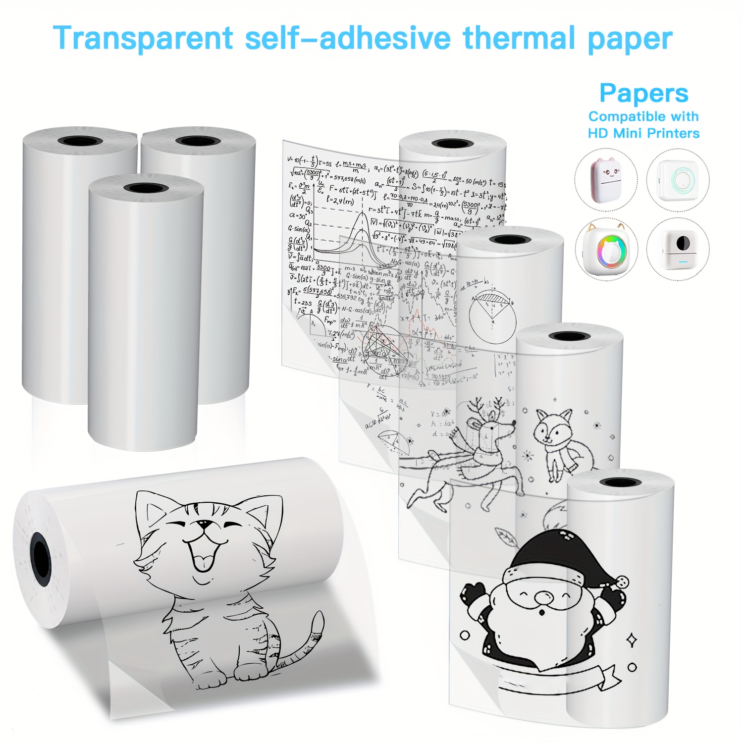2/4/8 Rolls Clear Self-Adhesiv - Mini Pocket Thermal Printer Paper Roll review and price